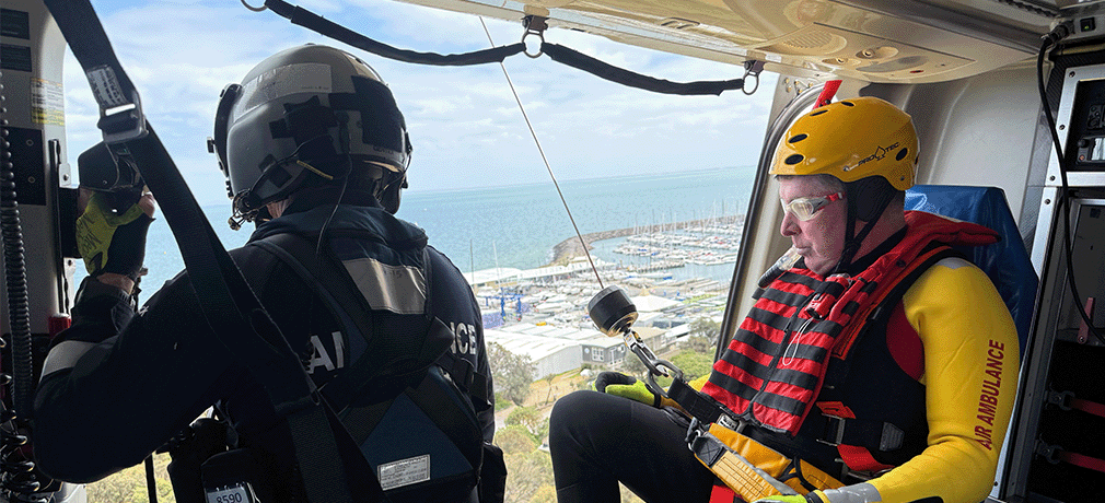 Making Waves: Ambulance Victoria paramedics and Babcock helicopter crews perfect water winching skills